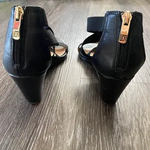 Liz Claiborne Black Elastic Strap Wedges Women's Size 7.5 thumbnail 5