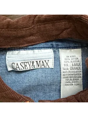 Vintage 90s Denim Shirt Corduroy Pumpkin Embroidered Jean Shirt cottagecore thumbnail 7