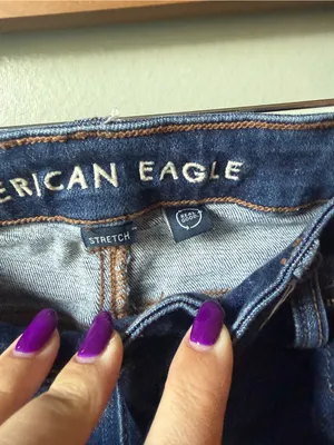 American Eagle Kick Boot Crop Jeans Women’s 8 Short Dark Wash Raw Hem thumbnail 4