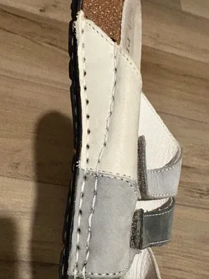 La plume leather slip on sandals white grey‎ size 39 thumbnail 3