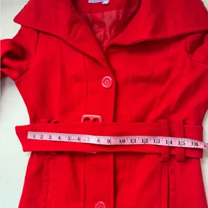 Lamasini Women's Vibrant Red Trench Coat thumbnail 13