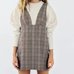 Zara plaid pinafore sleeveless mini dress thumbnail 5