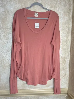 Free People “Colby Long Sleeve” thermal top Savannah Red Sz M thumbnail 3