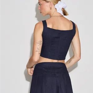 Motel Rocks Dark Denim Tank Top with White Trim thumbnail 3