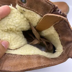 Steve Madden leather fur fleece lined tan lace up boots Size 9 thumbnail 10