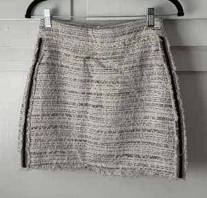 Zara Cream & Black Textured Mini Skirt thumbnail 1