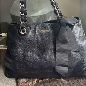 Rare🔥Authentic KATE SPADE Shimmery leather Bow Chain 3 compartments shoulder thumbnail 1