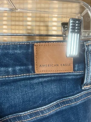 AEO Hi-Rise Shortie Distressed Dark Blue Denim Cutoffs thumbnail 4
