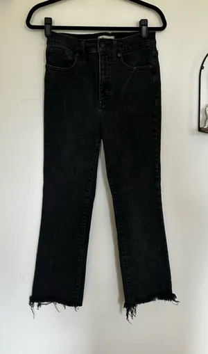 Madewell Cali Demi-Boot Jeans in Bayland Wash: Raw-Hem Edition Black Size 28 thumbnail 1
