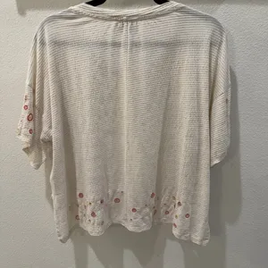 Anthropologie Postmark Catina circle stripe Eyelet Top Boho Cottagecore size M thumbnail 14