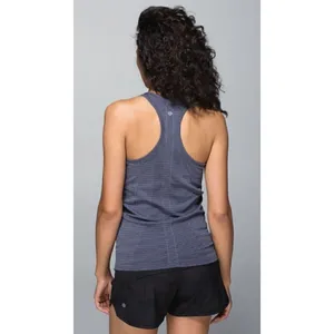 Lululemon Run‎ Swiftly Tech Fitted Tank Top Heathered Cadet Blue Striped 8 thumbnail 2