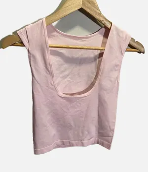 Wild Fable Seamless Crop Top XS Light Pink NWT Low‎ Scoop Back Cap Sleeve thumbnail 1