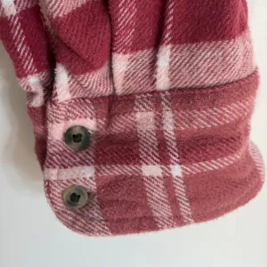 Aerie‎ Womens Red Pink Plaid Flannel Button Down Shirt Oversized Medium thumbnail 11