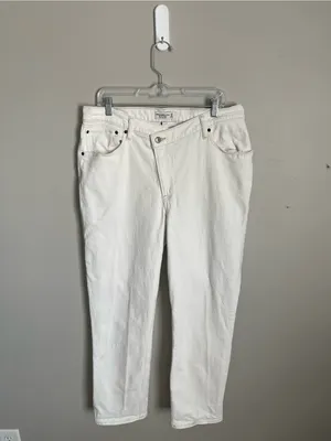ABERCROMBIE & FITCH White The 90s Straight Ultra High Rise Denim Jeans Sz 16 thumbnail 2