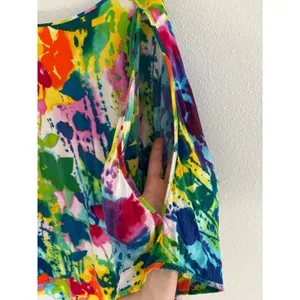 Vintage Jams‎ World Top Womens Medium Hawaiian Tropical Art Cold Shoulder Cotton thumbnail 6