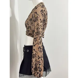 Windsor Crop Top XS Whimsigoth Goth 90s Boho Dark Romantic Burnout Babydoll Sheer thumbnail 4