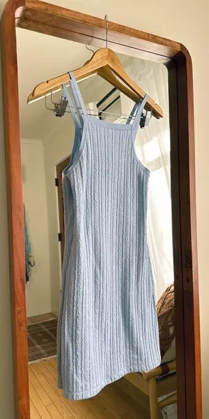 ZARA Cable Weave Bodycon Knit Mini Dress Square Neck in Light Blue Women's Small thumbnail 1