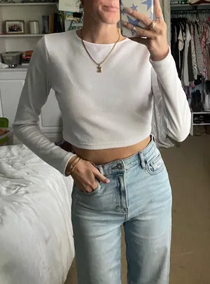 Amazon White Long Sleeve Ribbed Shirt thumbnail 2