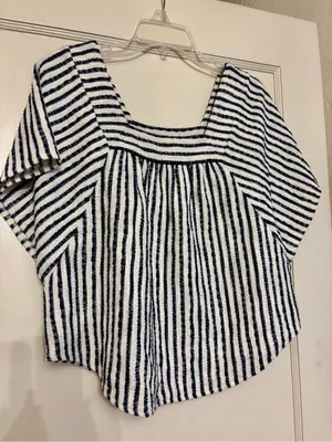 Madewell Black and White Striped Square-Neck Tunic thumbnail 1