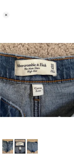 Abercrombie & Fitch | medium wash distressed the mom short high rise curve love thumbnail 2