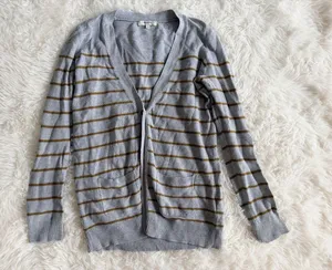 Madewell Striped V-Neck Cardigan Sweater Size S thumbnail 1