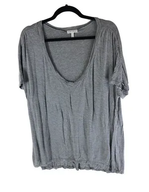 Leith Gray Oversized Scoop Neck Short-Sleeve T-Shirt L Womens Top thumbnail 1