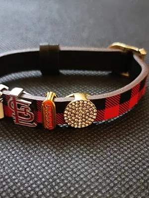 Keep Collective STL Carnials Red and Black Plaid Leather Charm Bracelet thumbnail 3