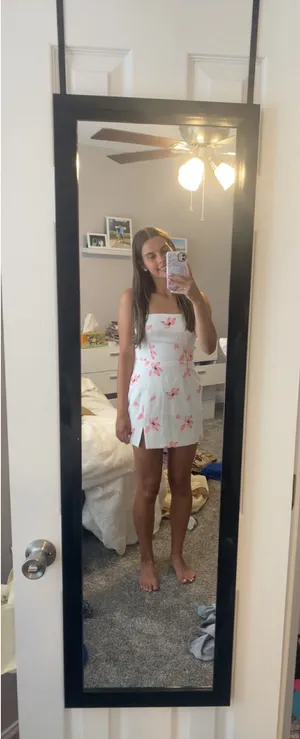 Hello Molly white mini dress with pink flowers thumbnail 2