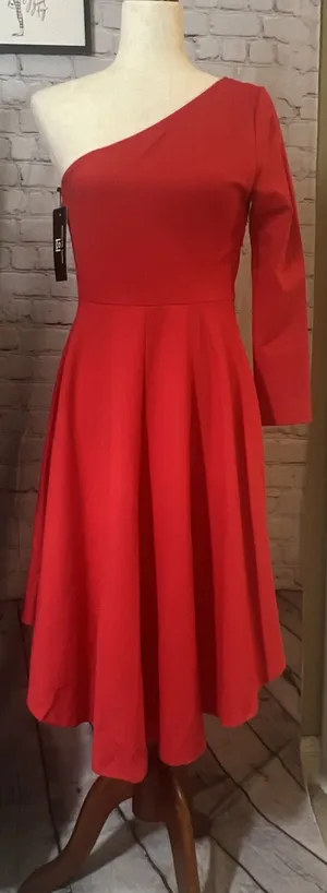 Sarin Mathews Red One Shoulder Dress Women’s Medium NWT. thumbnail 1