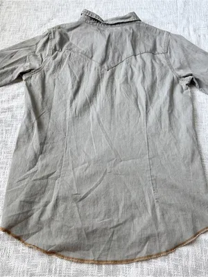 Wrangler "Retro" Long Sleeve Grey Denim Western Snap Shirt 🦅 Size Large thumbnail 8