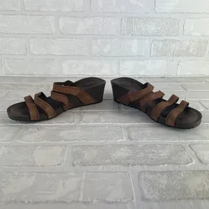 Teva Sandals Ysidro Slides Womens 8 Brown Slip On Wedge Cork Heel Casual 1015118 thumbnail 9