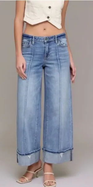 Hidden Noir Mid Rise Wide Leg Jeans Blue Size 26 NWT thumbnail 1