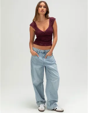 Tillys burgundy lace top thumbnail 4
