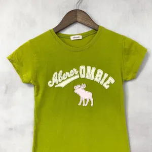 Vintage Abercrombie Baby Tee Women Small Green Stretch Indie 3D Moose Y2K‎ thumbnail 4