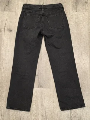 Abercrombie & Fitch The Baggy Low Rise Black Denim Jeans Size 26 2R Straight leg thumbnail 2