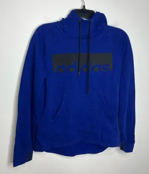Adidas high low pullover‎ hoodie royal blue black size medium thumbnail 1