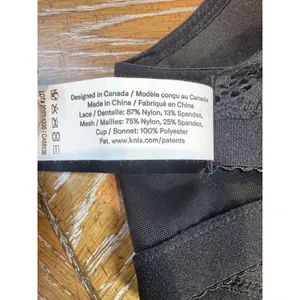 Knix NWT Deep V Lace Bralette Black Wireless Mesh Trim Bra Size XXL thumbnail 7