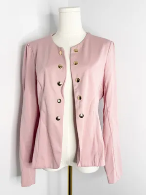 Halara Sculpt Knit  Pink Gold Button Open Front Jacket Blazer Size Large thumbnail 2