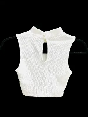 H&M White Textured Sleeveless Crop Top Sz XS NWOT thumbnail 6