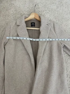 Zara Beige Open-Front Wool-Blend Coat thumbnail 7