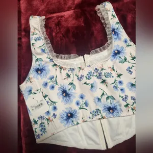 NWT Altar'd State Alex Floral Corset In blue Size L thumbnail 7