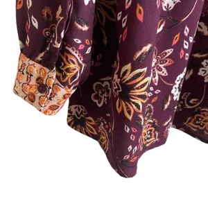 Dlp‎ Womens Boho Floral Babydoll Tunic XL Plum Peasant Whimsical Earthy Cottage thumbnail 4