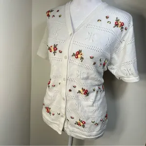 Vintage Northern Reflections Floral Embroidered Cardigan Cottagecore‎ Sweater M thumbnail 5
