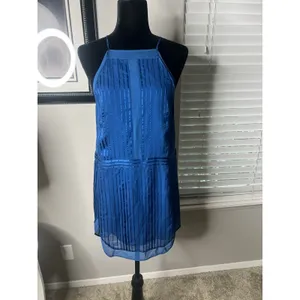 Mason by Michelle‎ Mason Mini Silk Slip Dress 0 Blue Halter Lined thumbnail 9