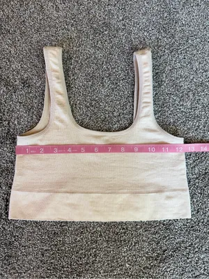 Anthropologie Seamless Ribbed Square Neck Crop Bralette Tank Beige S/M thumbnail 4
