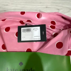 NWT Kate Spade New York Long Sleeve Knit Notch Collar Pajama Set in pink with re thumbnail 3