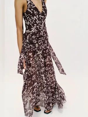 Nwt Zara Long Tulle Polka Dot Dress Size S thumbnail 4
