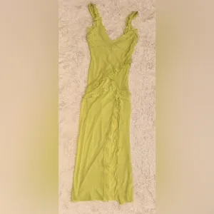 NWOT House of CB Pixie Lime Green Ruffle Maxi Dress sz S thumbnail 5