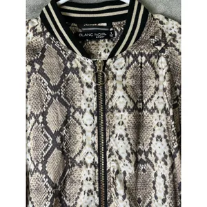 Blanc Noir Sport Python Print‎ Bomber Jacket Women's Small Zip Front Snake Print Brown thumbnail 2