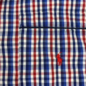 Polo Ralph Lauren Pajama Shirt Mens Large Red Blue Check Cotton Sleepwear thumbnail 5